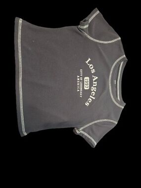 SHEIN Greyish Purple Los Angeles Graphic Short Sleeve Tee